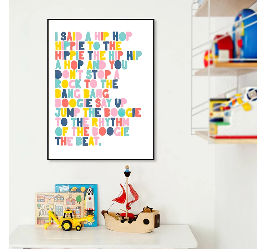 Rappers Delight Hip Hop Gallery Colorful Inner Printed Poster, Framed Canvas, Wall Art