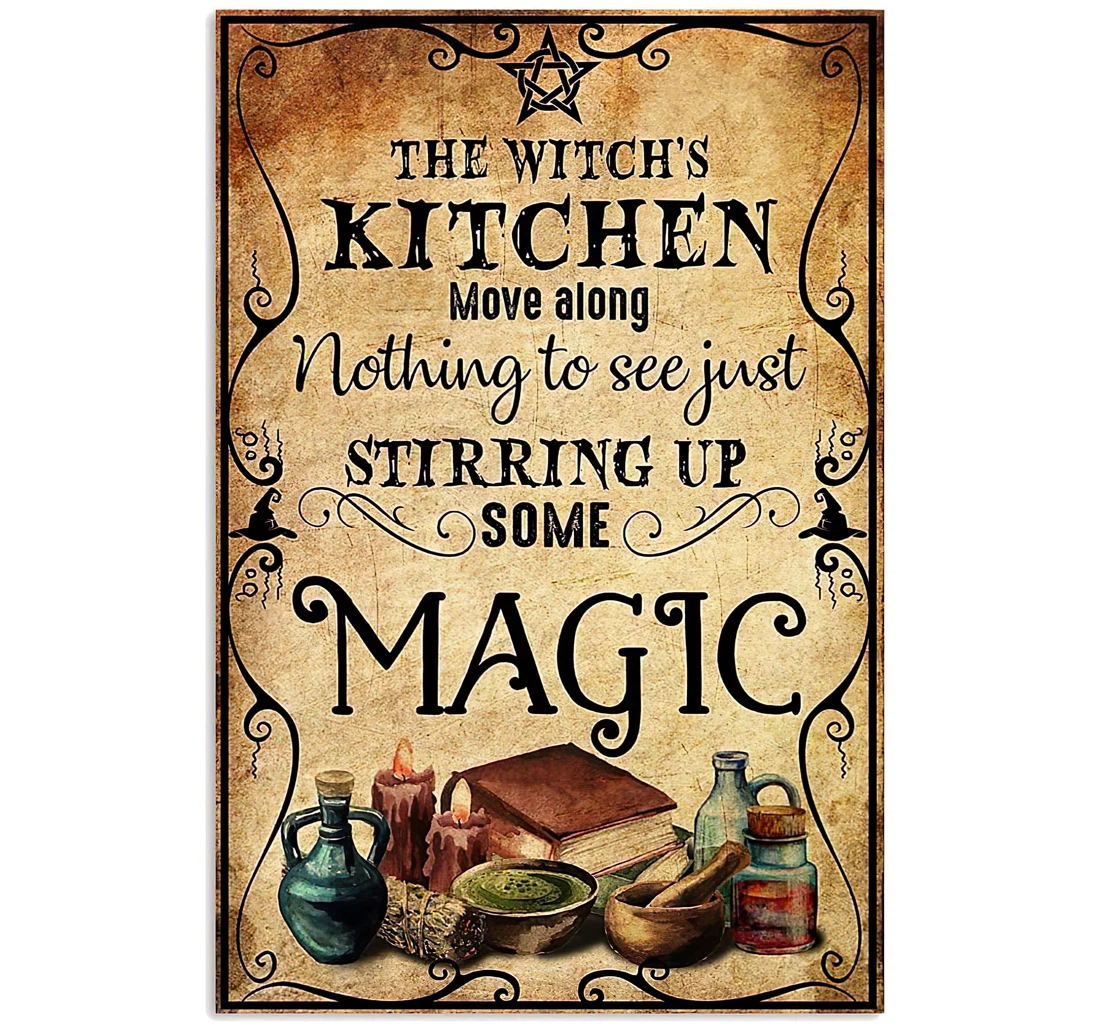 The Witch's Beige Gothic Witchcraft Witch Vintage Printed Poster, Framed Canvas, Wall Art