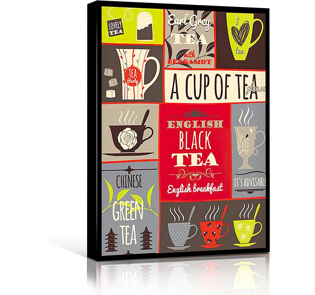 Cup Of Tea Tea Time Tea Printed Poster, Framed Canvas, Wall Art