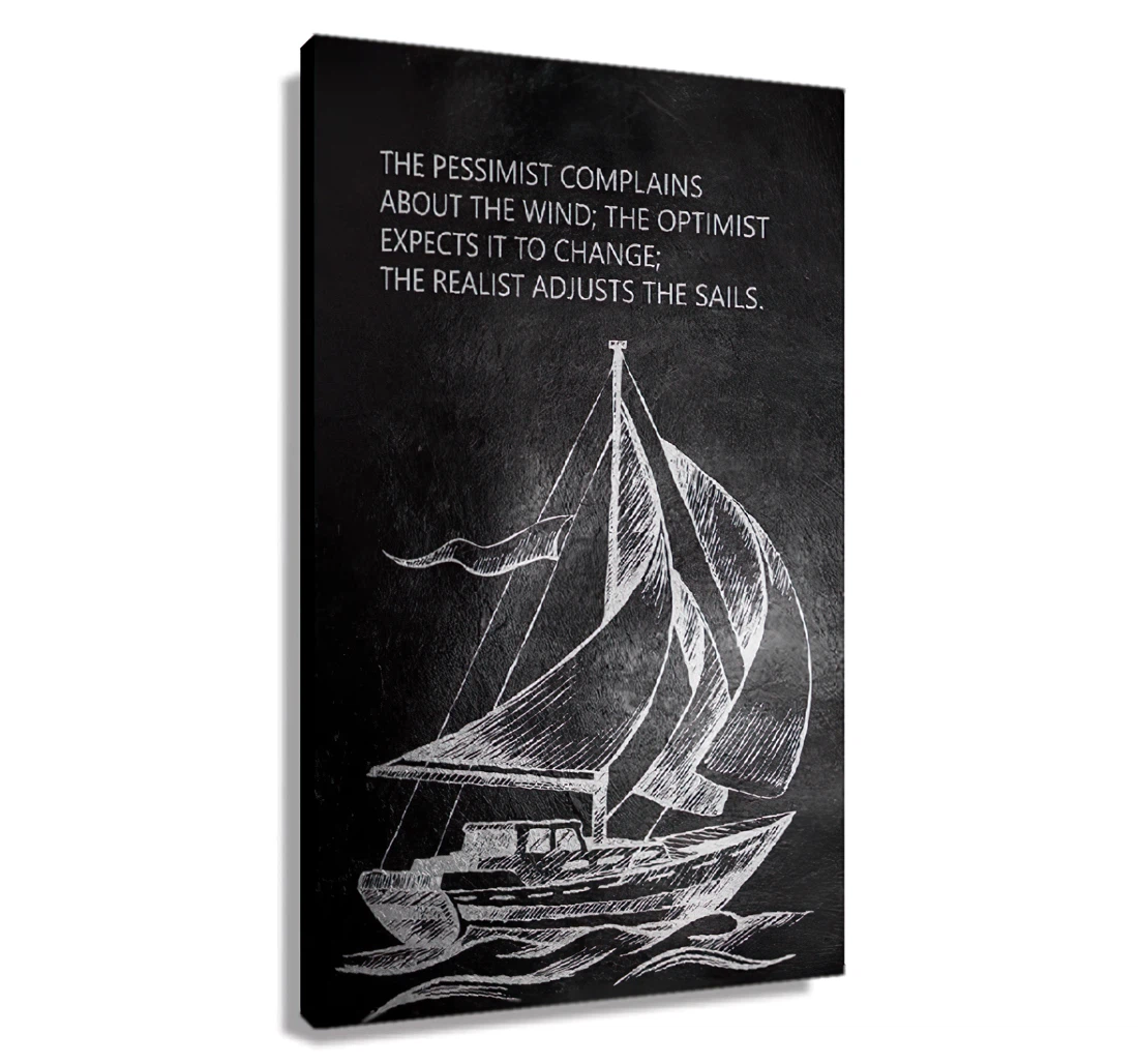 The Pesimist Complains About The Wind, The Optimist Expect It To Change, The Realist Adjusts The Sails William Arthur Ward Printed Poster, Framed Canvas, Wall Art