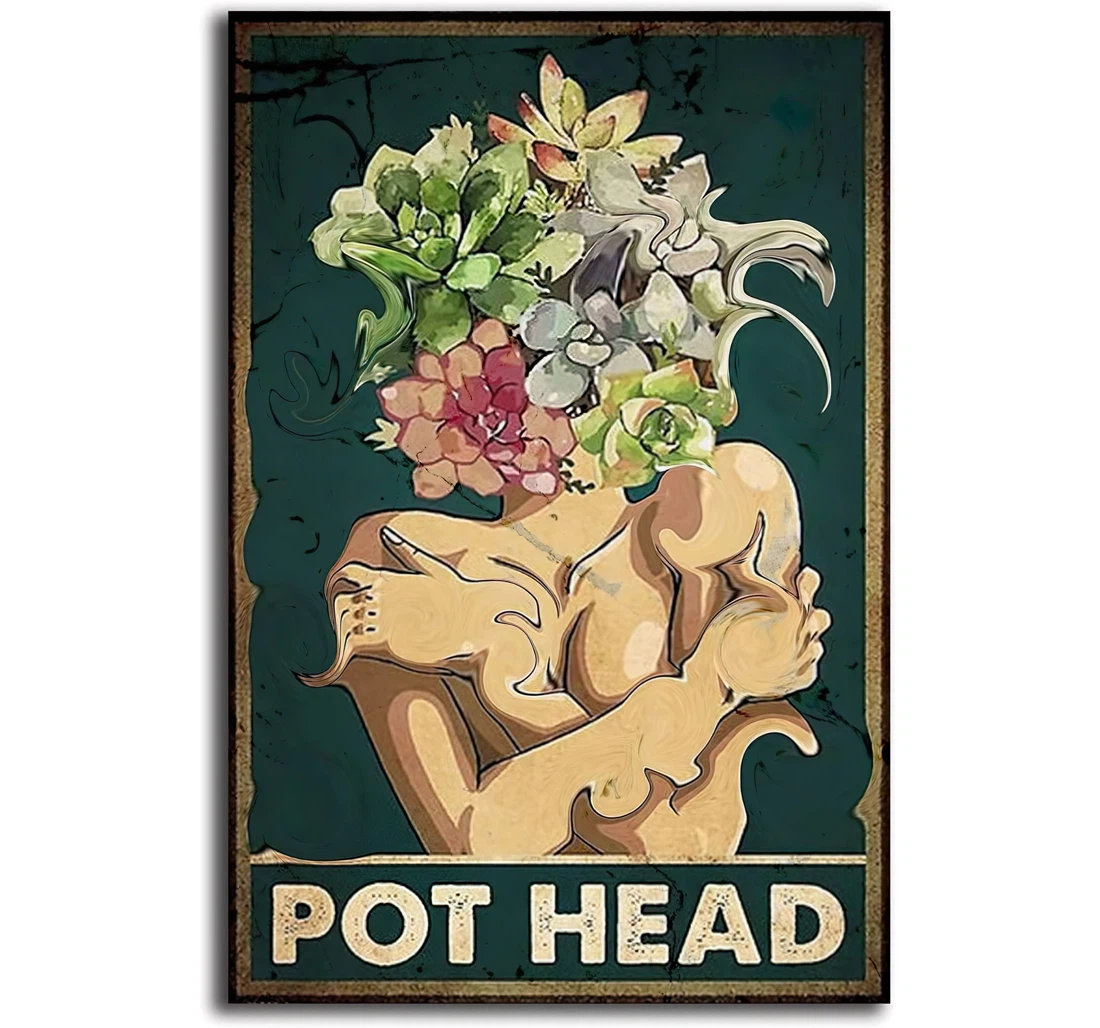 Dandilion Femmes Pot Head Printed Poster, Framed Canvas, Wall Art