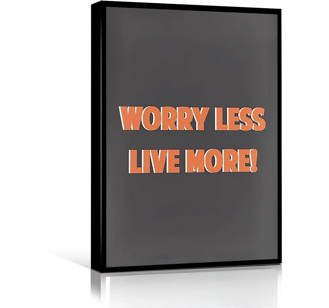 The Beach Worry Less Live More Calligraphy Printed Poster, Framed Canvas, Wall Art