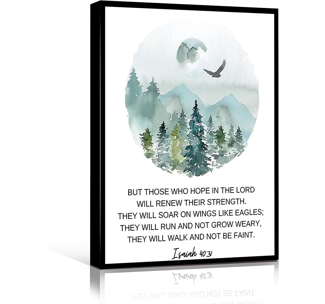 Quotes Bible Verse Scripture Hope In The Lord Watercolor Printed Poster, Framed Canvas, Wall Art