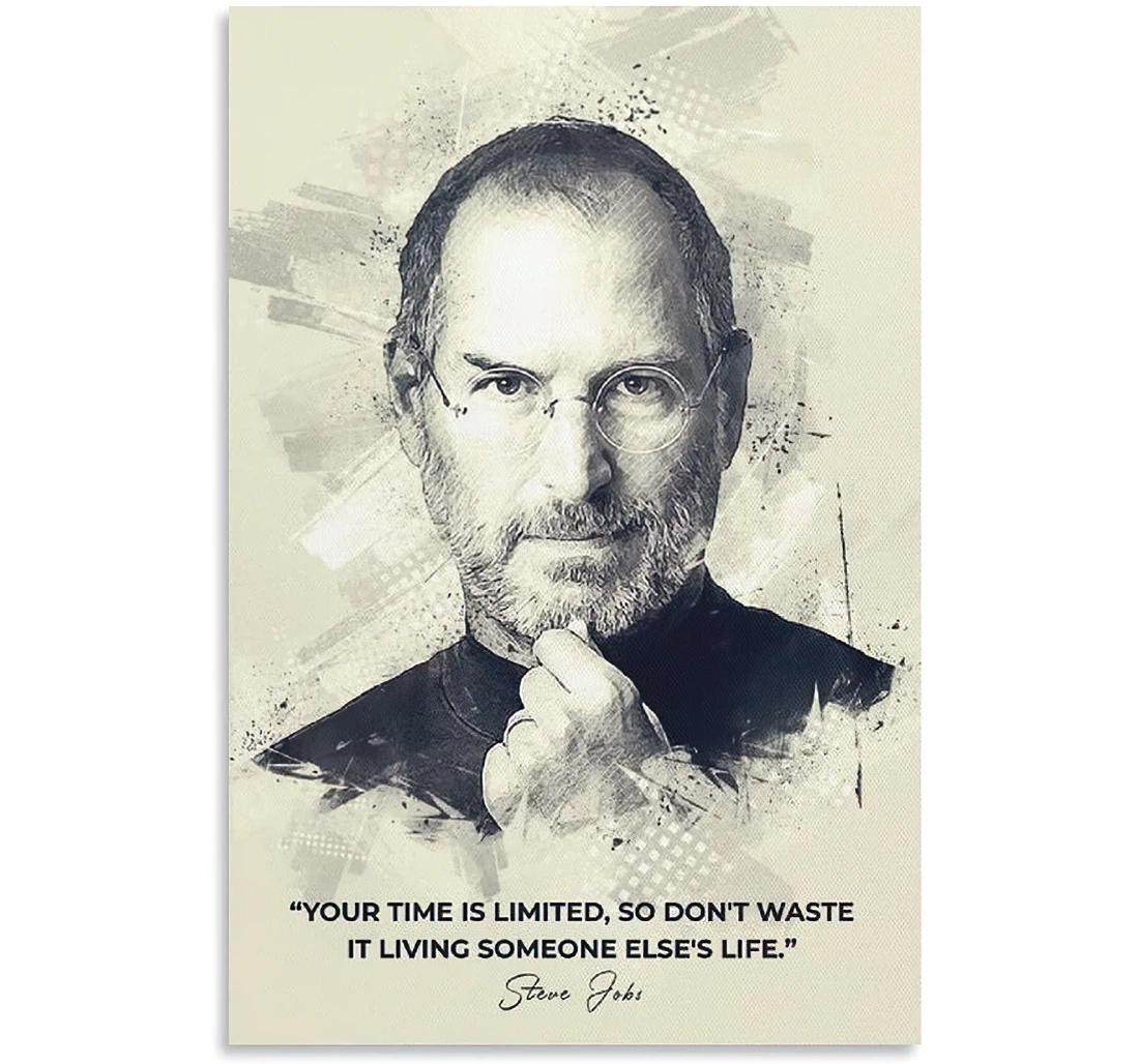 Quotes Steve Jobs And Family Printed Poster, Framed Canvas, Wall Art