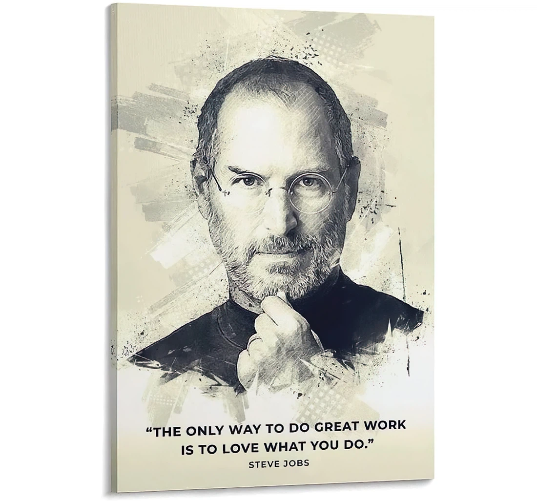 Quotes Steve Jobs And Family Printed Poster, Framed Canvas, Wall Art