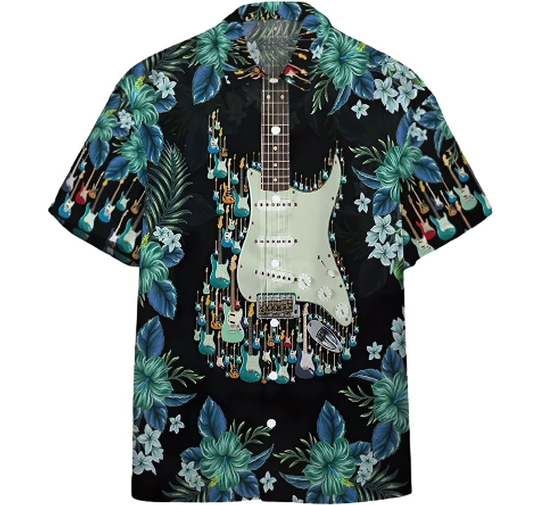 Personalized Electric Guitar Kids Guitar Lover Guitar White Hawaiian Shirt, Button Up Aloha Shirt For Men, Women