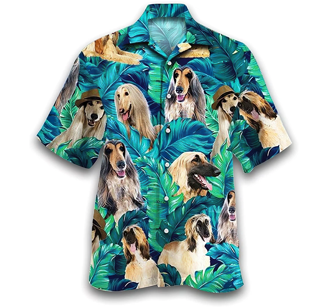 Personalized Afghan Hound Dog Summer Beach Dog Lovers Hawaiian Shirt, Button Up Aloha Shirt For Men, Women