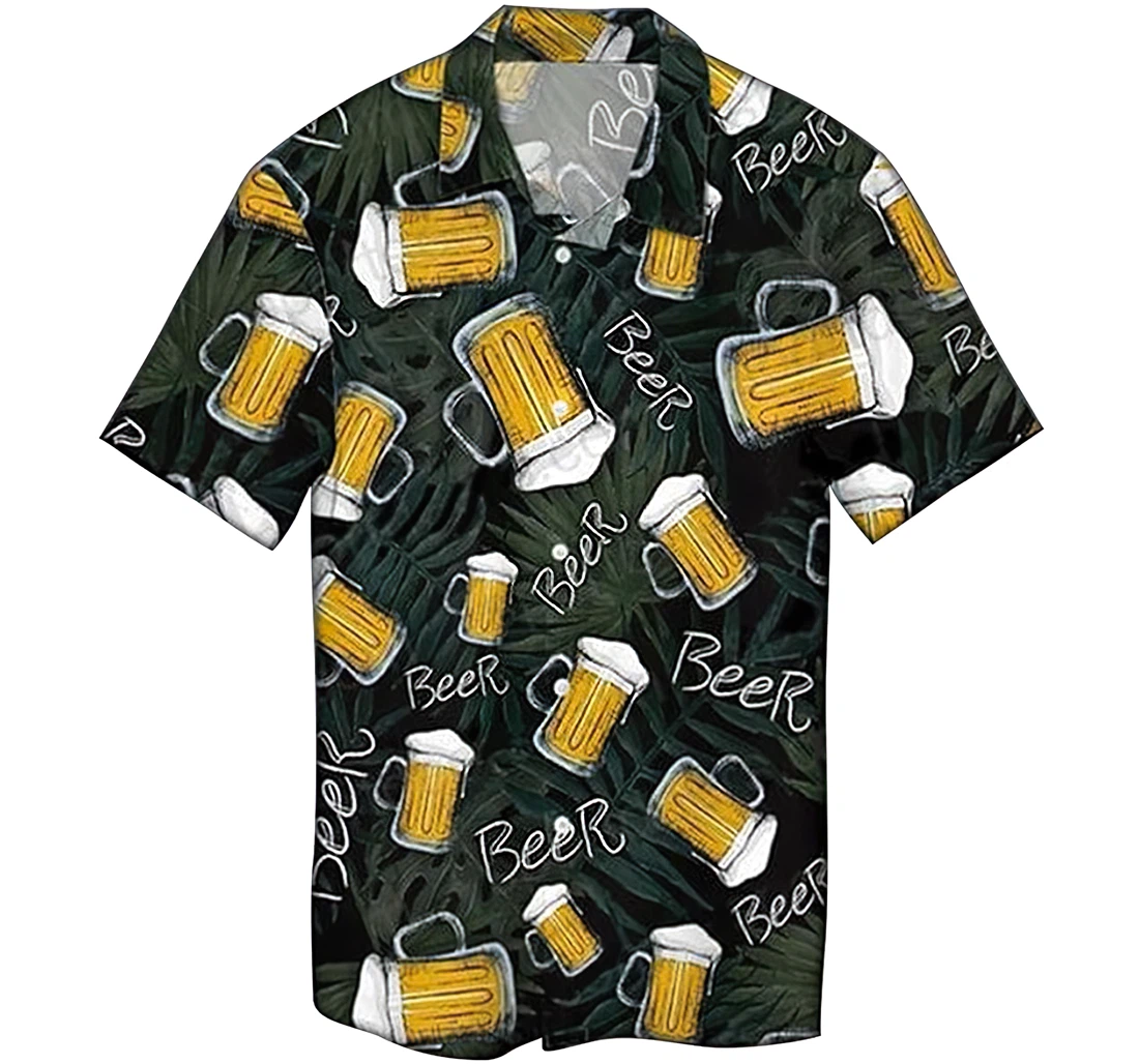 Personalized Beer Lover Leaf Summer Beach Hawaiian Shirt, Button Up Aloha Shirt For Men, Women