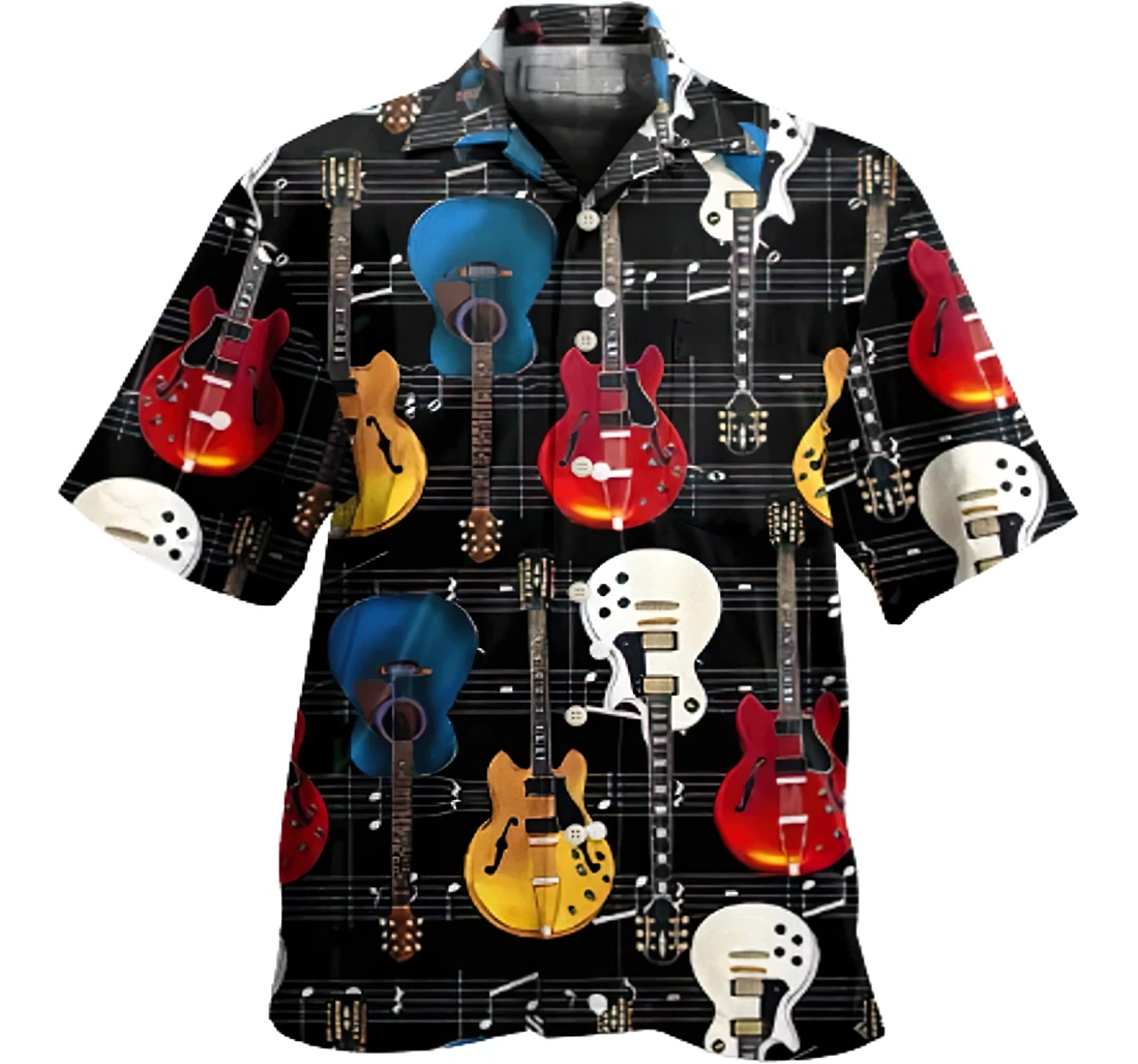 Personalized Guitar Kids Guitar Lover White Hawaiian Shirt, Button Up Aloha Shirt For Men, Women