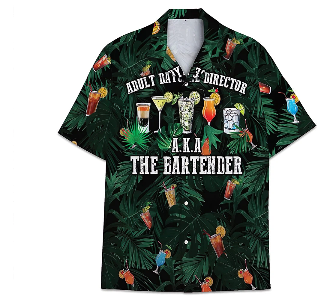 Personalized Bartender Green Funny Beach Shirts Hawaiian Shirt, Button Up Aloha Shirt For Men, Women