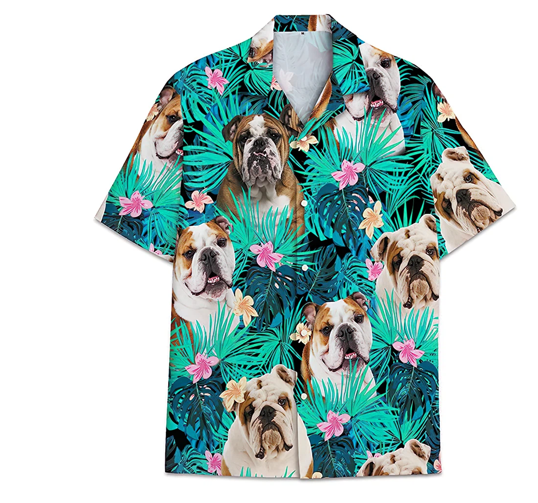 Personalized Bulldog Funny Beach Shirts Hawai Hawaiian Shirt, Button Up Aloha Shirt For Men, Women