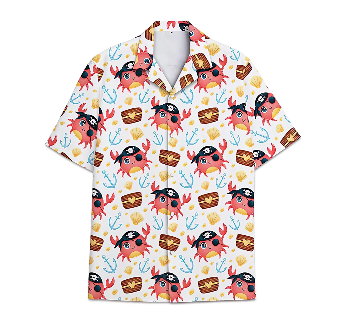 Personalized Crab Pirate Shirts Womencheap Hawaiian Shirt, Button Up Aloha Shirt For Men, Women