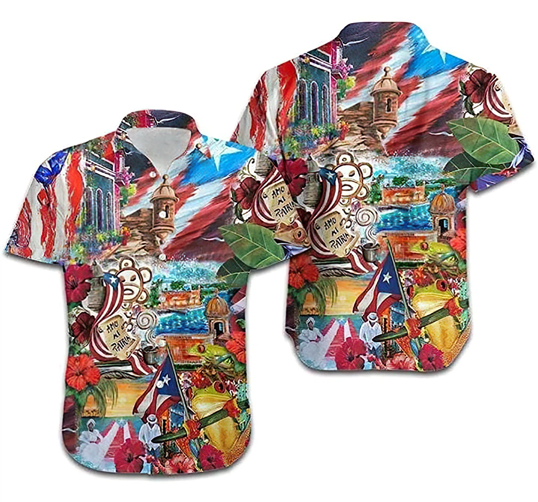 Personalized Puerto Rico Aesthetic Hawaiian Shirt, Button Up Aloha Shirt For Men, Women