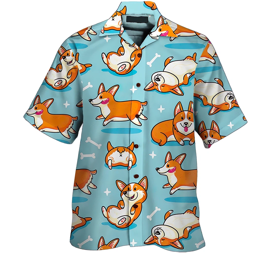 Personalized Corgi So Funny Shirt Cotton Casual Pocket Summer Holiday Vacation Hawaiian Shirt, Button Up Aloha Shirt For Men, Women