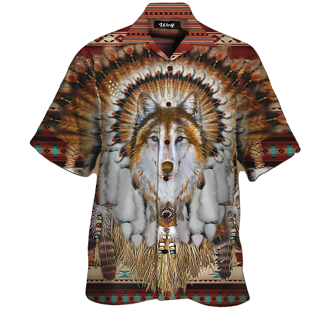 Personalized Native Wolf Best Dragon Man & Woman Hawaiian Shirt, Button Up Aloha Shirt For Men, Women