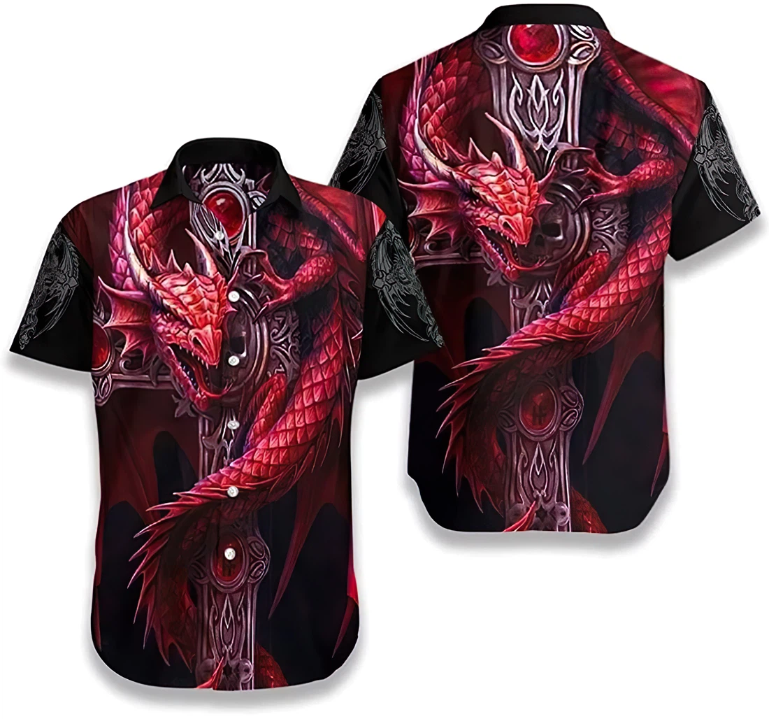 Personalized Dragon Tattoos Magenta Hawaiian Shirt, Button Up Aloha Shirt For Men, Women