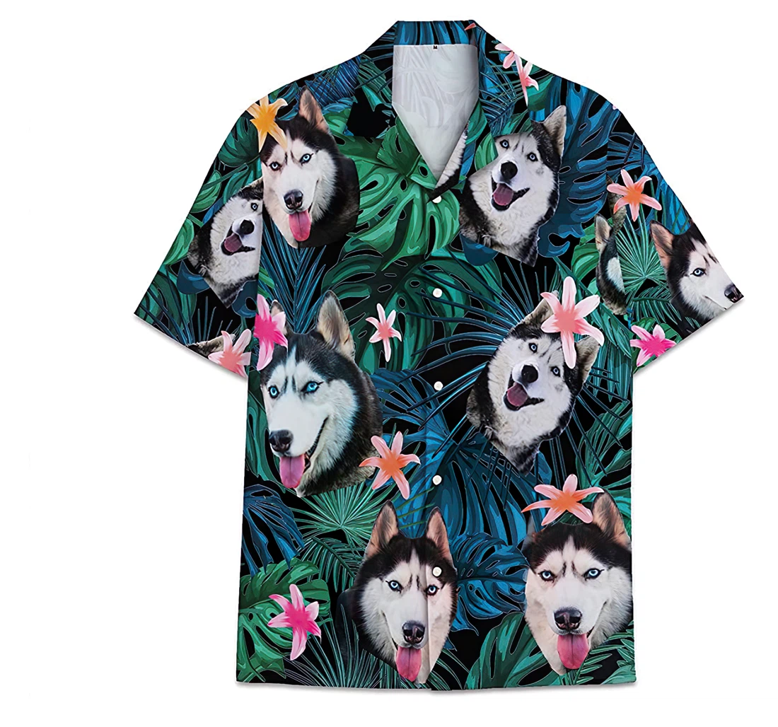 Personalized Husky Funny Beach Shirts Hawaiian Shirt, Button Up Aloha Shirt For Men, Women