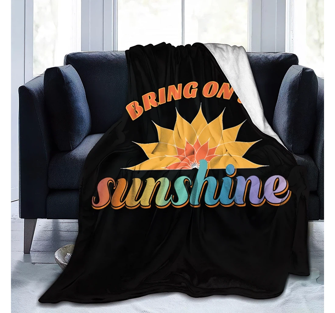 Bring On The Sunshine 9 Travelling Camping Kids Adults Sherpa Fleece and Quilt Blanket