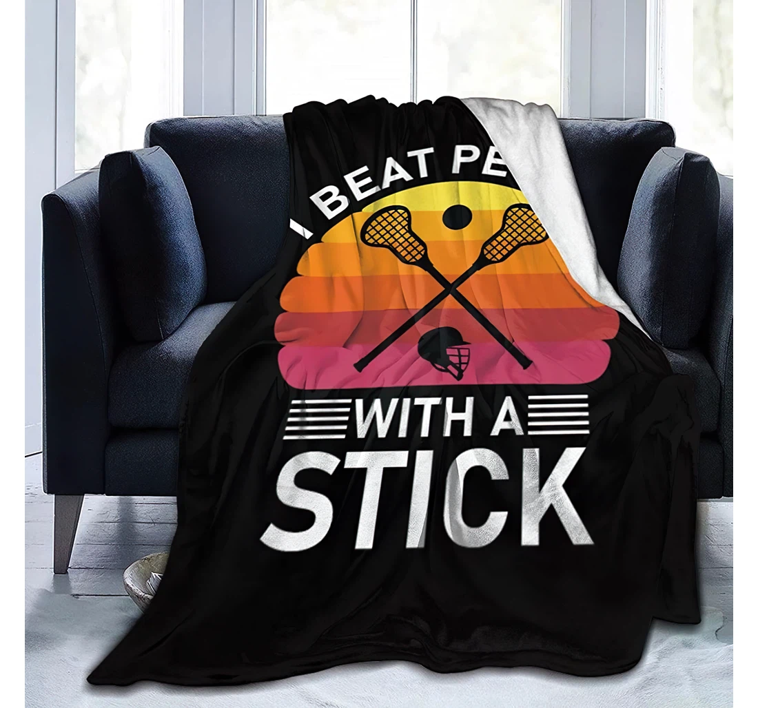 Throw Blanket, Quilt - I Beat People With A Stick 5 Travelling Camping Kids Adults Sherpa Fleece