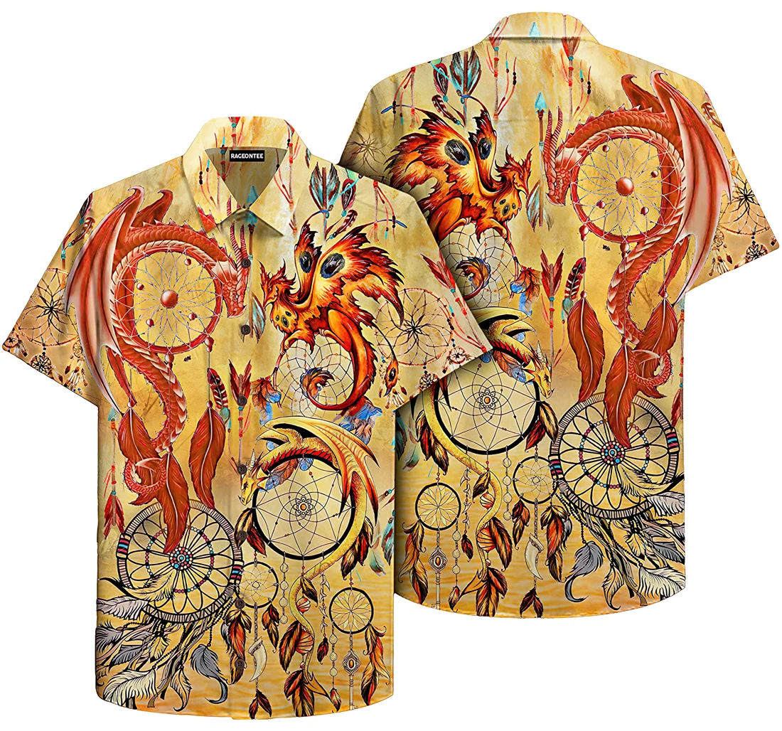 Personalized Dragons Native Dreamcatcher Hawaiian Shirt, Button Up Aloha Shirt For Men, Women