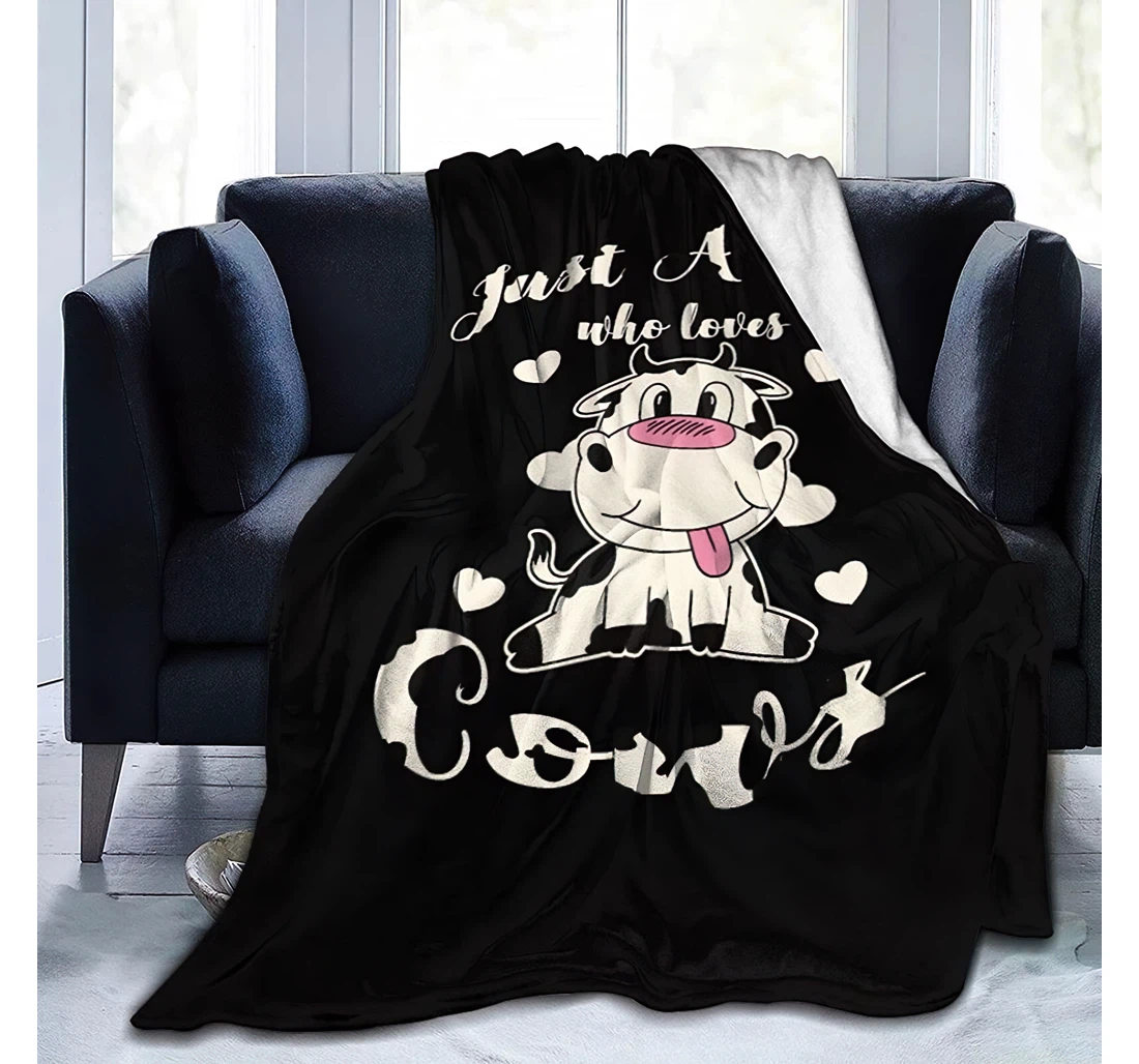 Personalized Just A Girl Who Loves Cows 8 Travelling Camping Kids Adults Sherpa Fleece and Quilt Blanket