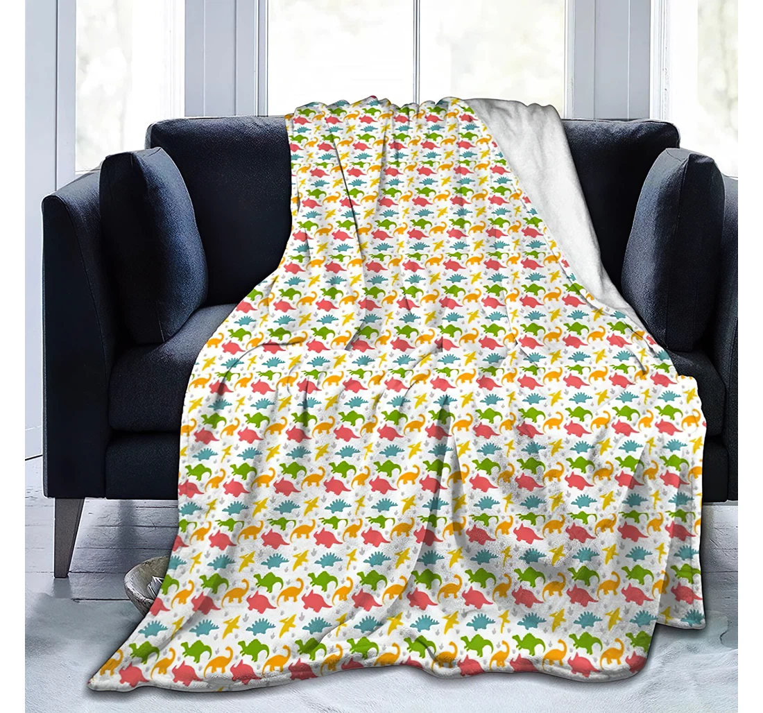 Dinosaur Travelling Camping Kids Adults Sherpa Fleece and Quilt Blanket