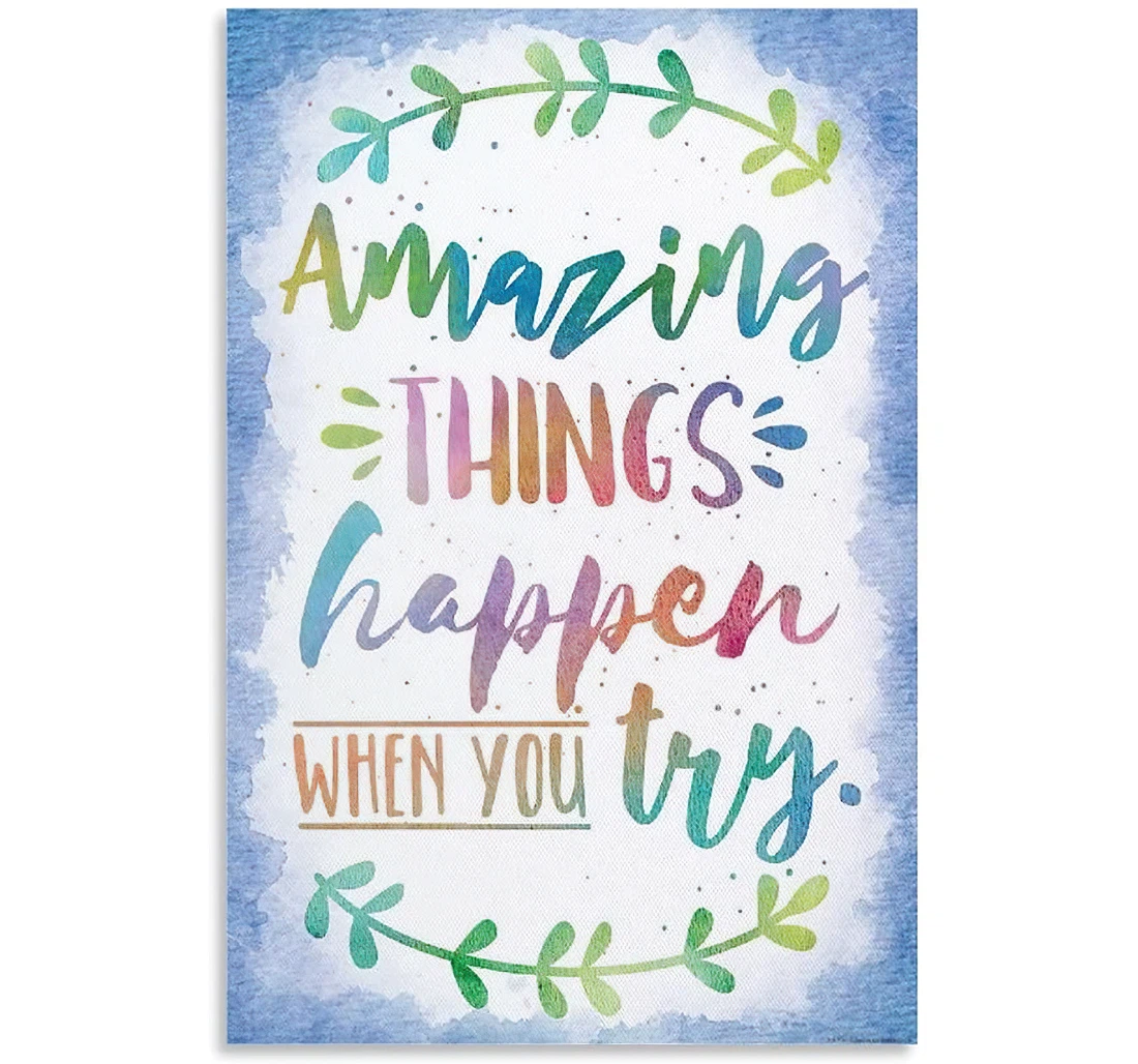 Poster, Canvas - Quotes Amazing Things Happen When You Try And Family Print Wall Art