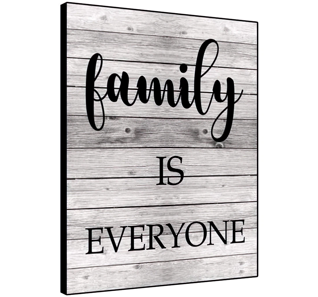 Poster, Canvas - Family Is Everyone Grey Planks Print Wall Art