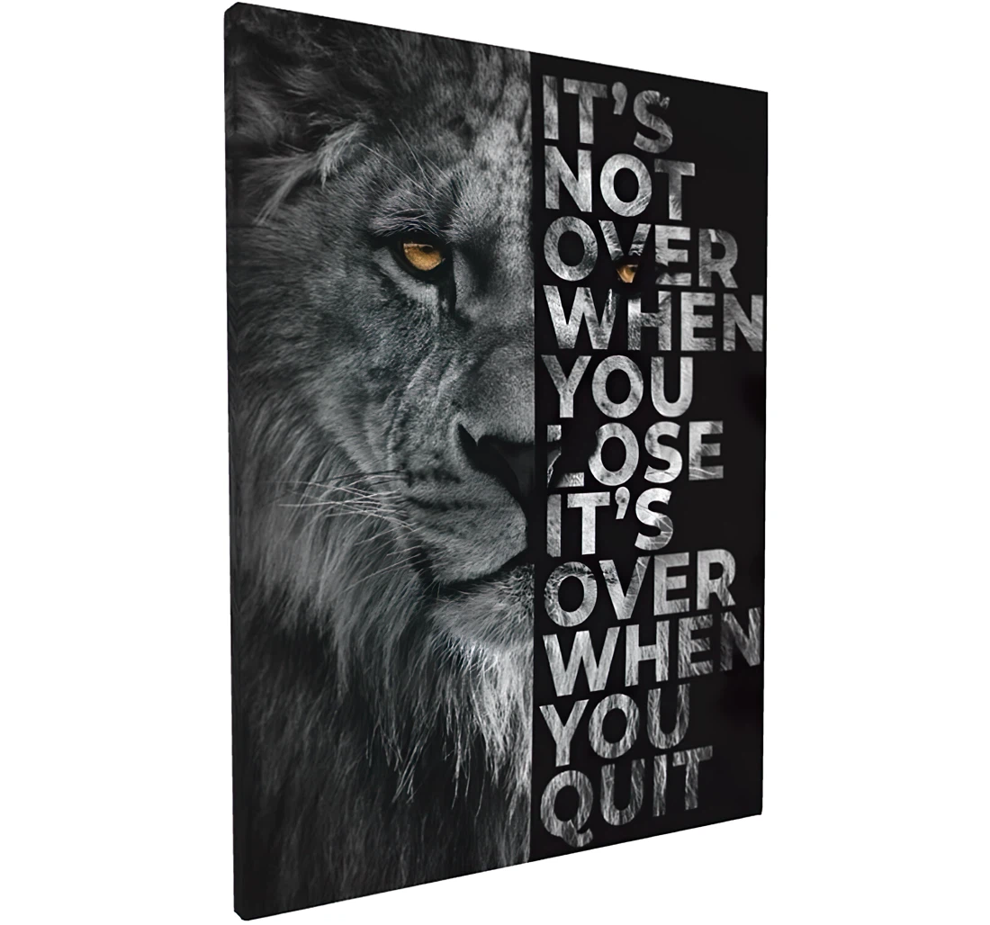 Poster, Canvas - Lion Never Give Up Motitational Quotes Print Wall Art