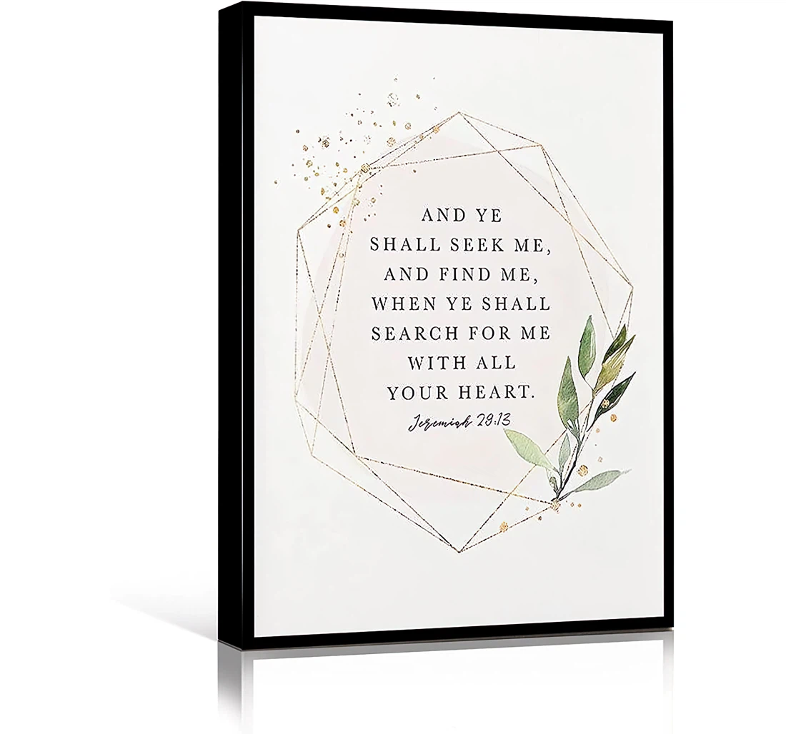 Poster, Canvas - Men Scripture Bible Verse Christian Seek Search Heart Print Wall Art