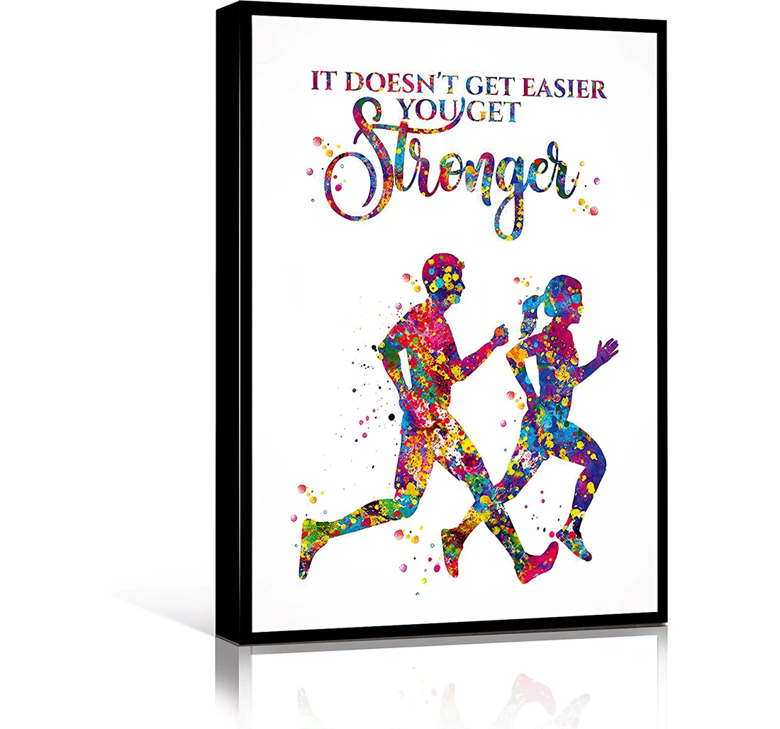 Poster, Canvas - PURPLE Runners Watercolor Runner Woman Man Couple Winner Sport Running Print Wall Art