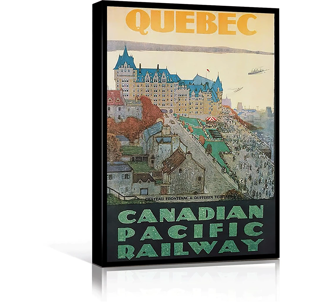 Poster, Canvas - QUOTES Quebec Canada Canada Chateau Frontenac Canada Travel Vintage Print Wall Art