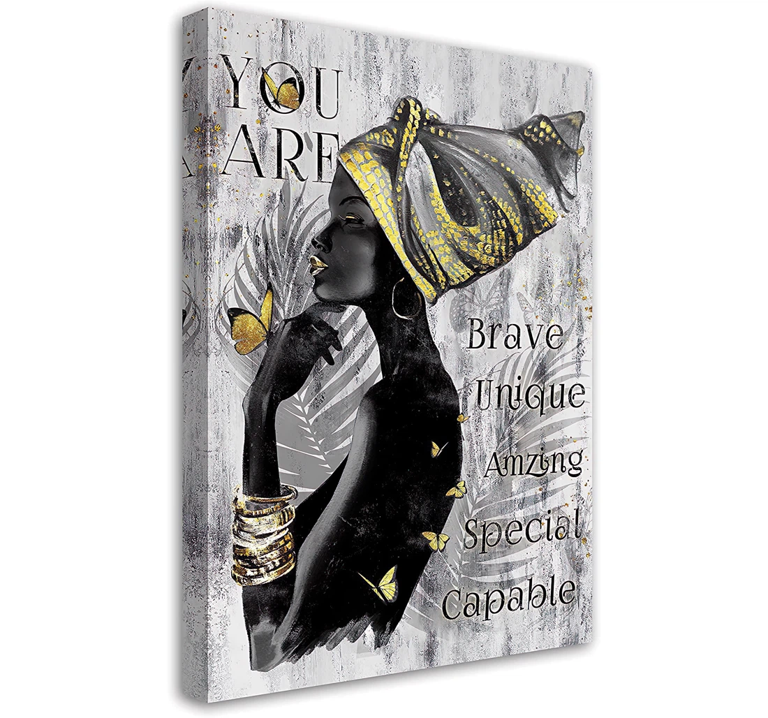 Poster, Canvas - You Are Brave, Unique, Amazing, Special African American Woman Black Queen Print Wall Art