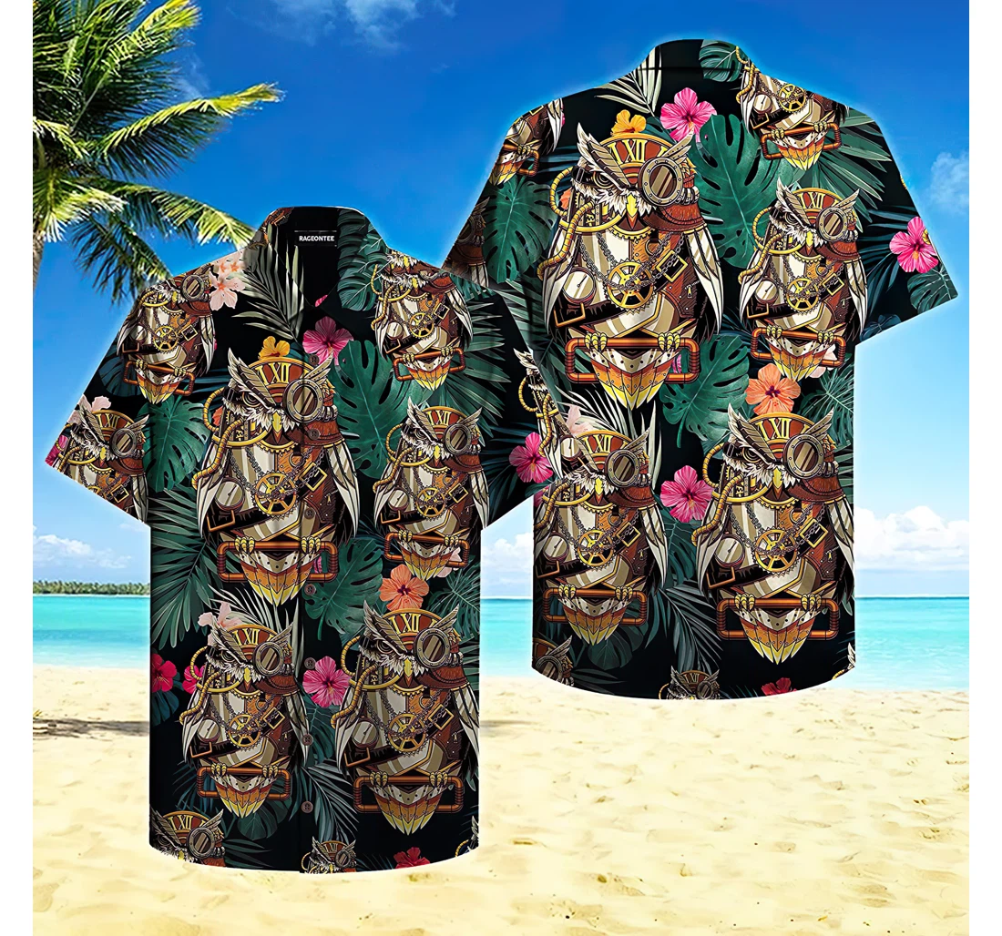 Personalized Mechanical Owl With Diamonds Hawaiian Shirt, Button Up Aloha Shirt For Men, Women