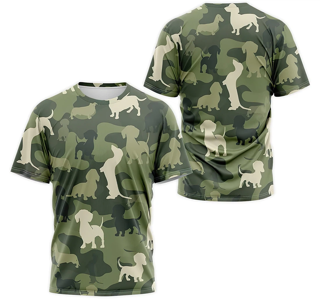 T-Shirt, Hoodie - Dachshund Green Camo 3D Printed