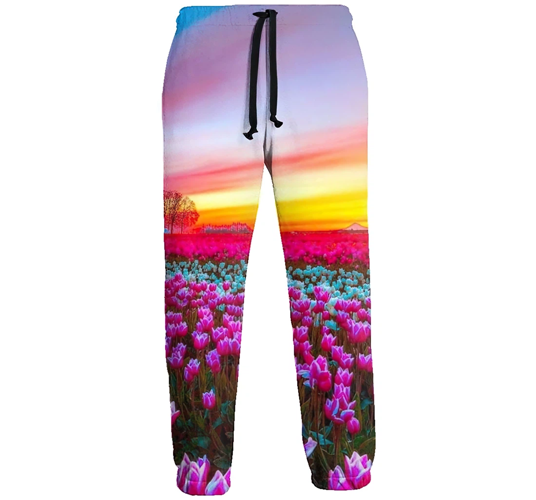 Beautiful Rose Fields Funny Sweatpants, Joggers Pants With Drawstring For Men, Women
