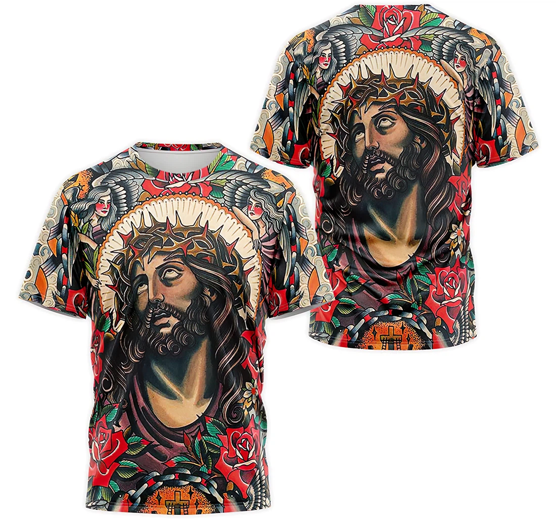 T-Shirt, Hoodie - Christian Jesus Rose Floral Tropical 3D Printed