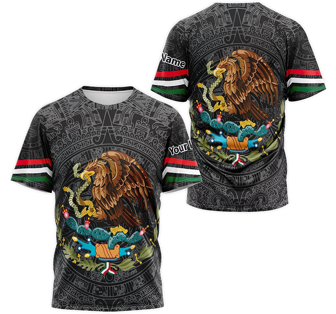 T-Shirt, Hoodie - Custom Name Mexican Coat Of Arms Aztec Mayan Pattern 3D Printed