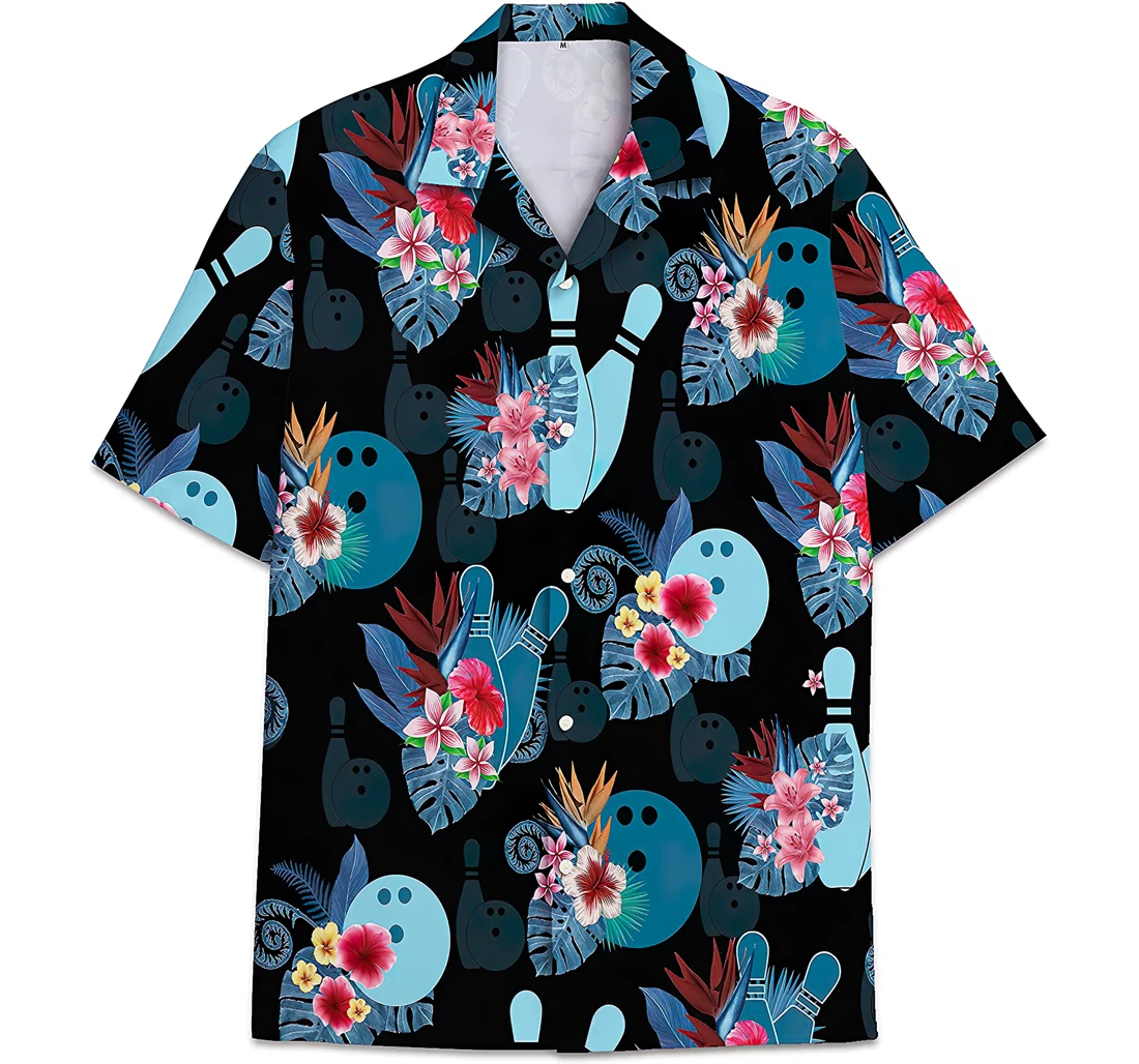 Bowling 2 Pattern Short Tall Hawaiian Shirt, Button Up Aloha Shirt For Men, Women