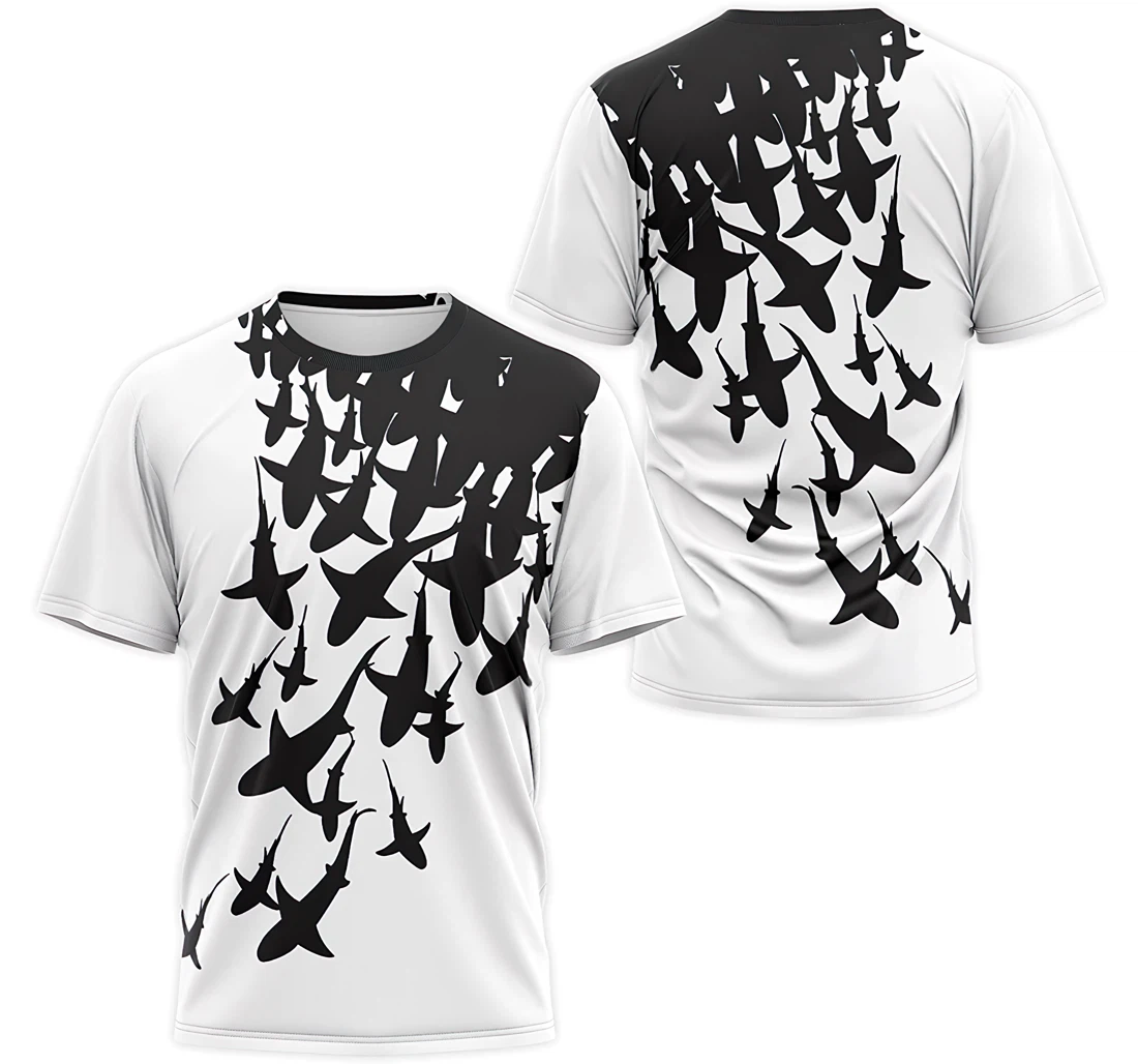 T-Shirt, Hoodie - Shark Shadow Seamless Pattern 3D Printed