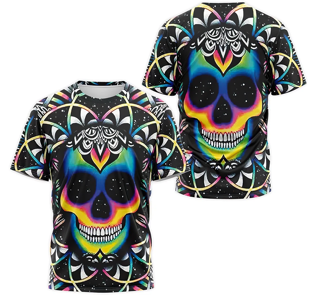 T-Shirt, Hoodie - Multicolor Skull Mandala Pattern 3D Printed