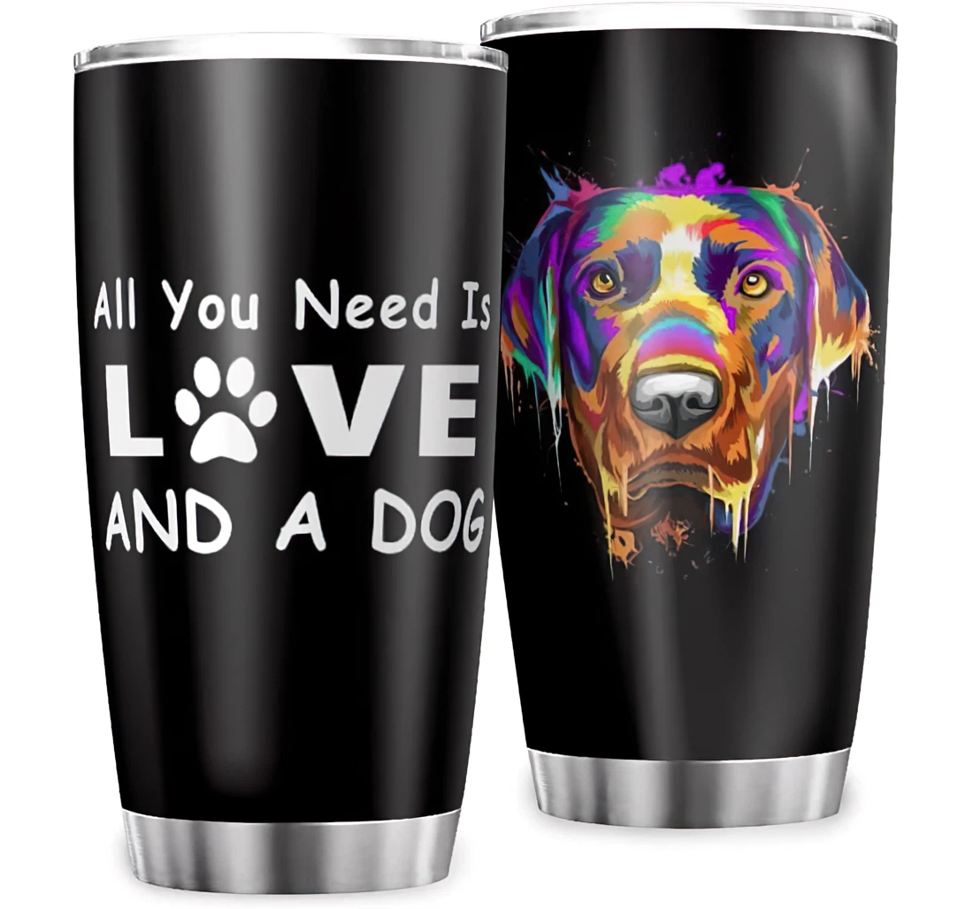 Colorful Labrador Retriever All You Need Is Love A Dog Personalized Print Car Hot Stainless Steel Tumbler Cup