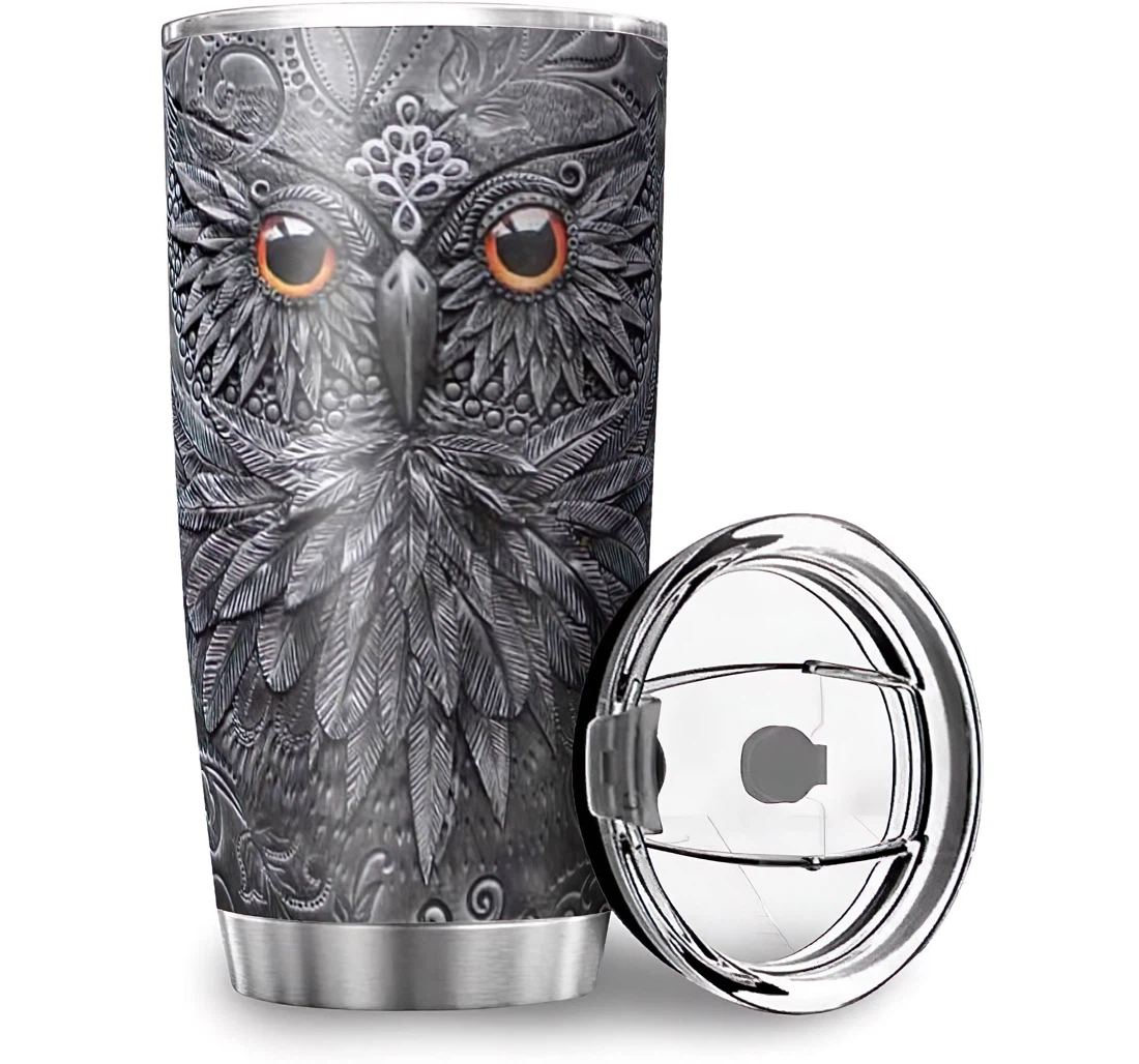 Personalized 3d Owl Design Home Office School Stainless Steel Tumbler Cup