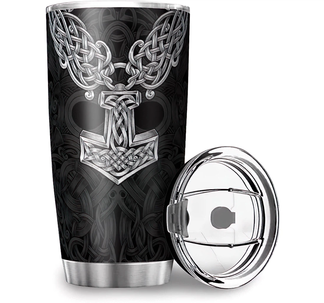 Durable Viking Hammer Printed Car Stainless Steel Tumbler Cup