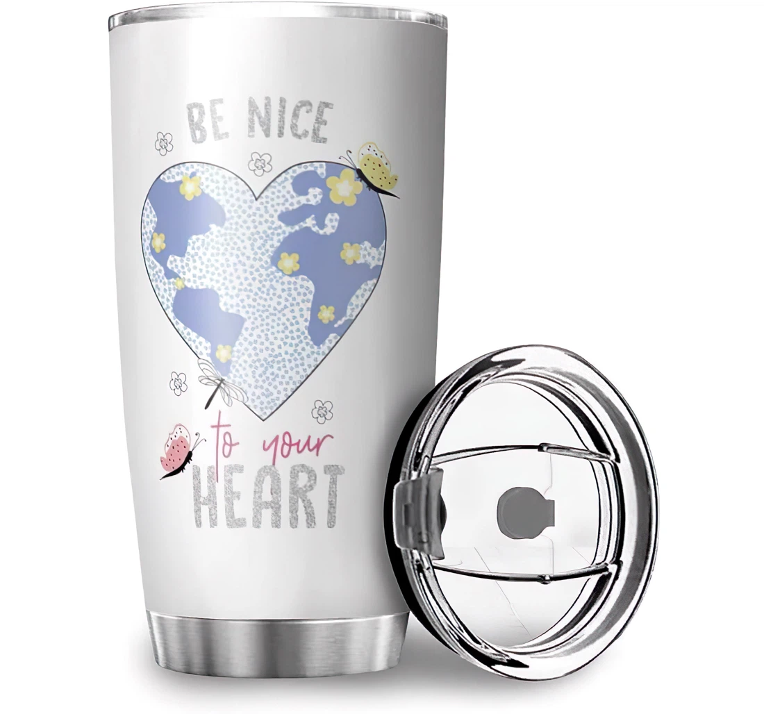 Be Nice To Your Heart Funny Printed Car Ice Drinks Stainless Steel Tumbler Cup