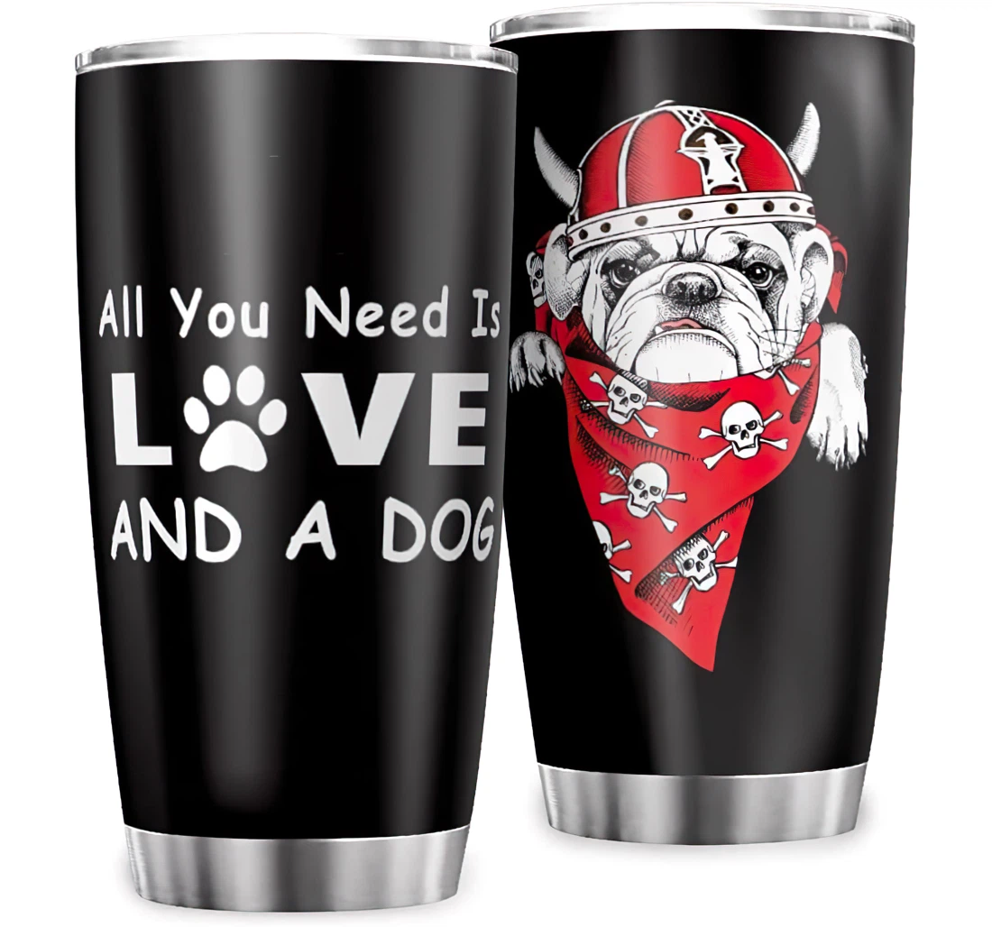 Pirate Pug All You Need Is Love A Dog Personalized Print Work Fitness Stainless Steel Tumbler Cup