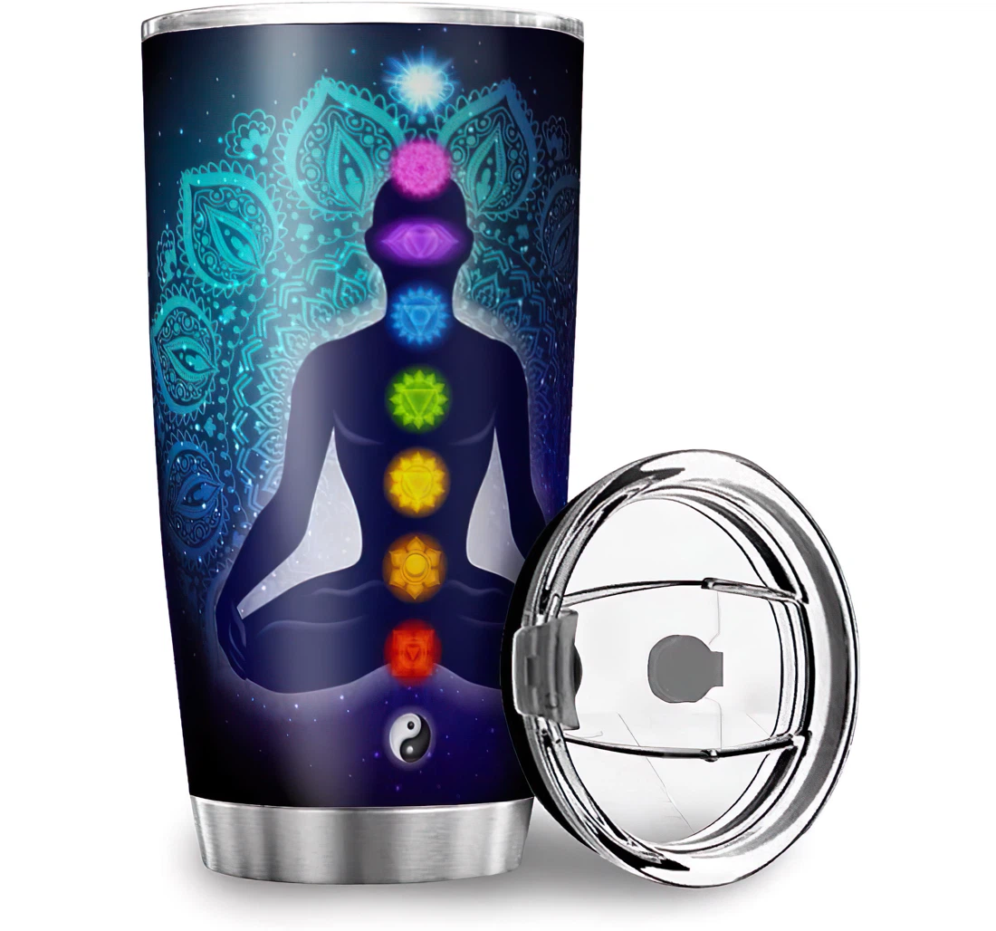 Unique Yoga Seven Chakras Personalized Stainless Steel Tumbler Cup