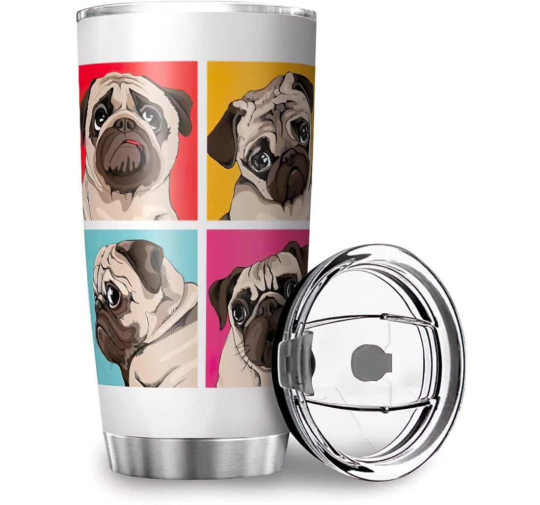 Funny Cute Pugs Dog Parents Birthday Stainless Steel Tumbler Cup