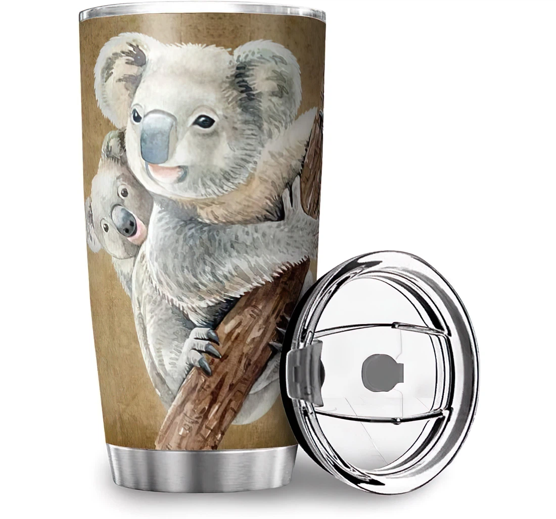 Funny Koala Mom Daughter Design Personalized Stainless Steel Tumbler Cup