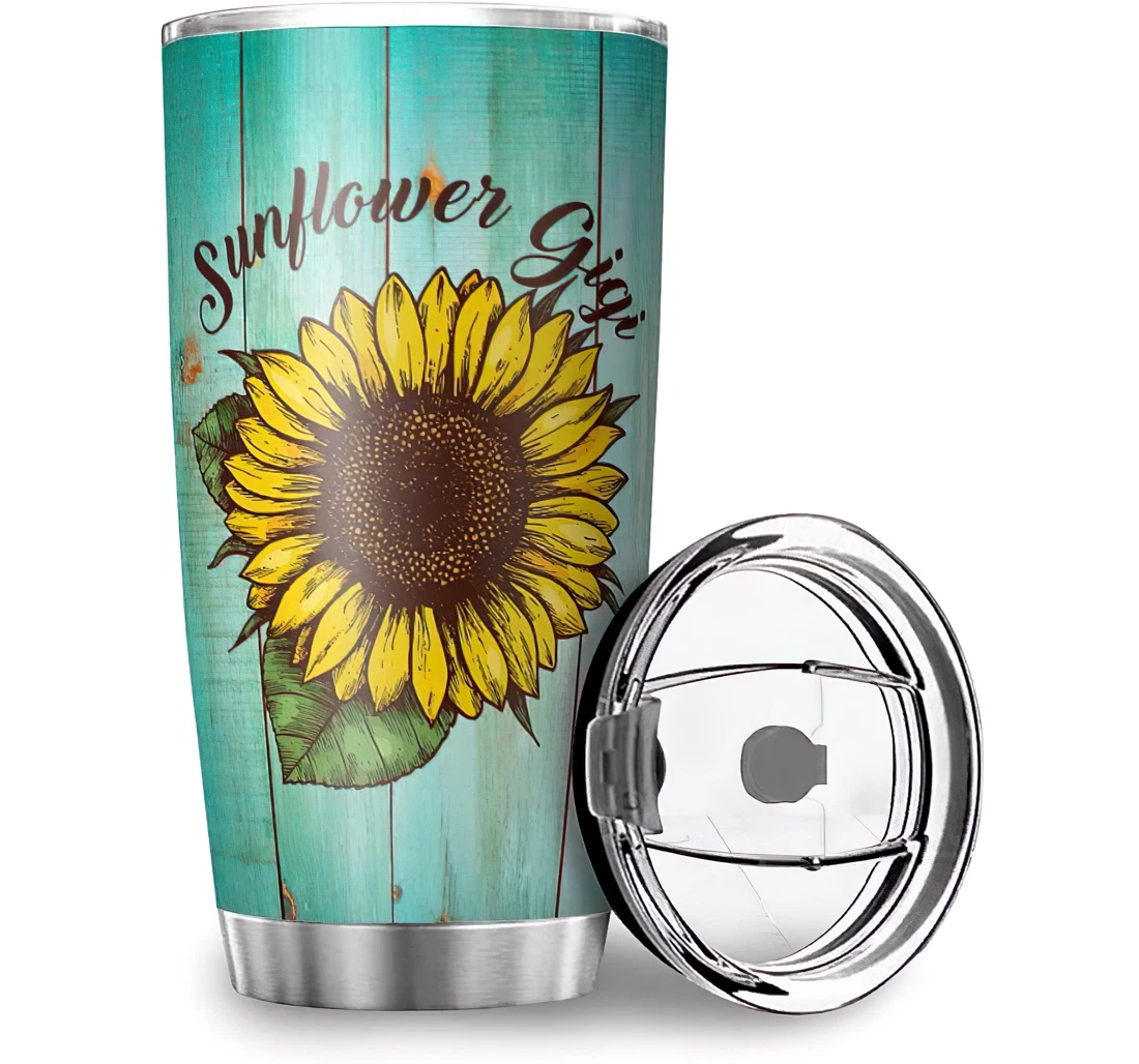 Unique Sunflower Gigi Print Home Office Car Stainless Steel Tumbler Cup